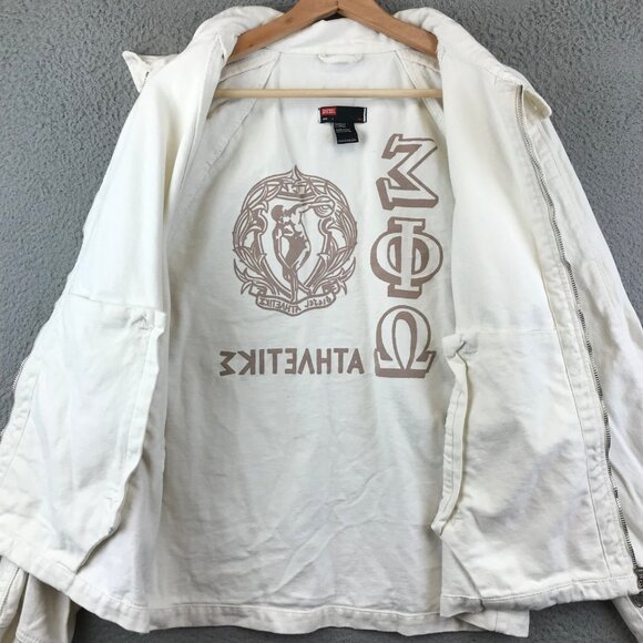 Men's Diesel Full Zip Bomber Jacket White Fraternity size L - Picture 4 of 15